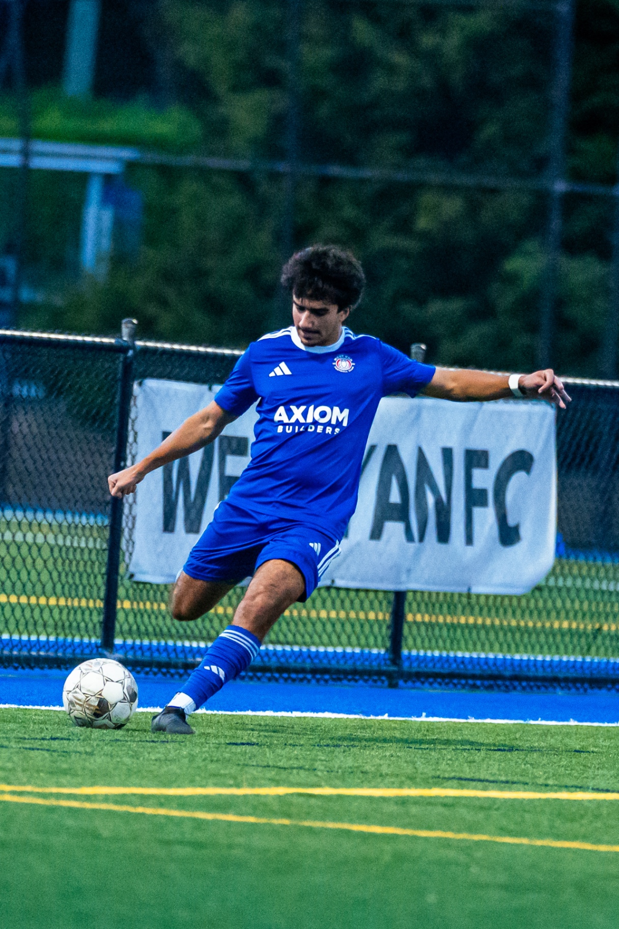 Player striking the ball